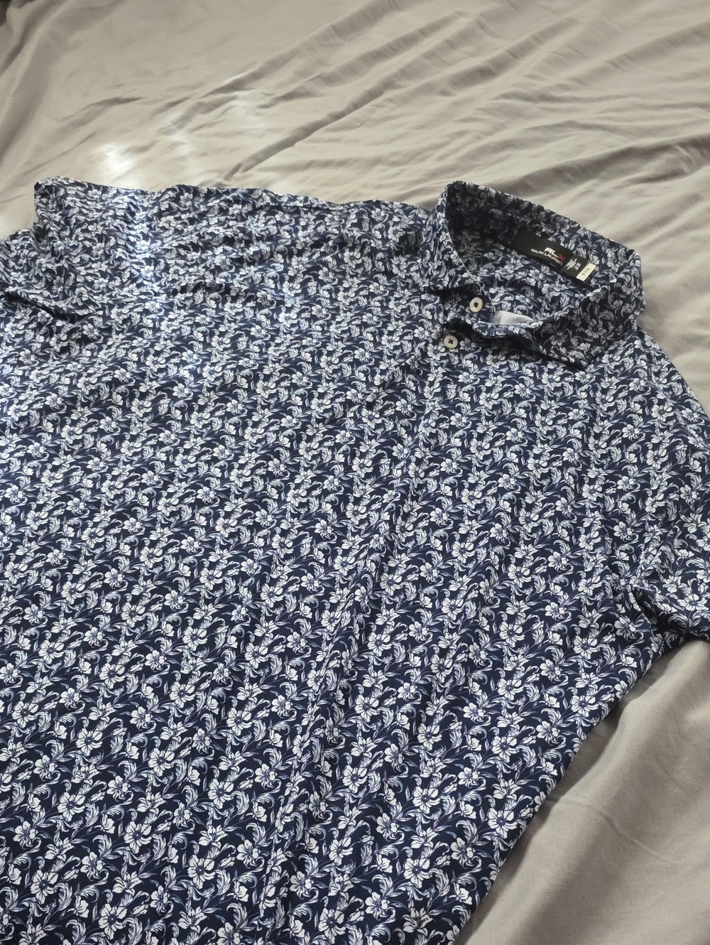 Polo Ralph Lauren Golf RLX Men's Navy Blue Floral Button-Up Polo Shirt